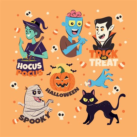 Set of Halloween Monster Sticker 3281558 Vector Art at Vecteezy