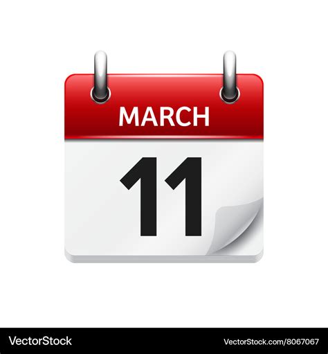 March 11 flat daily calendar icon date Royalty Free Vector