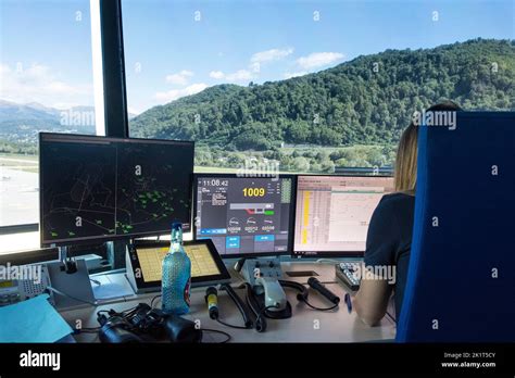 Switzerland, Agno-Lugano Airport, Control tower Stock Photo - Alamy