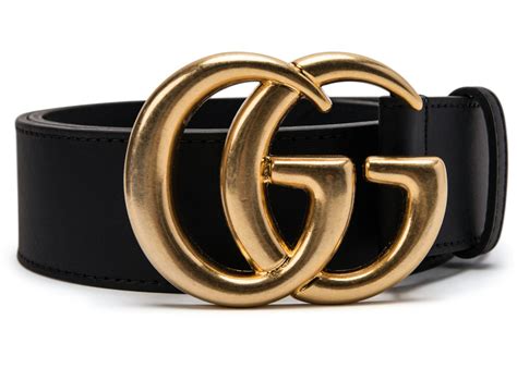 Gucci Double G Gold Buckle Leather Belt 1.5 Width Black