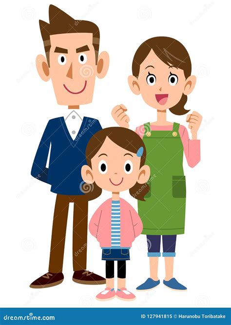 3 people Family front view stock vector. Illustration of infant - 127941815