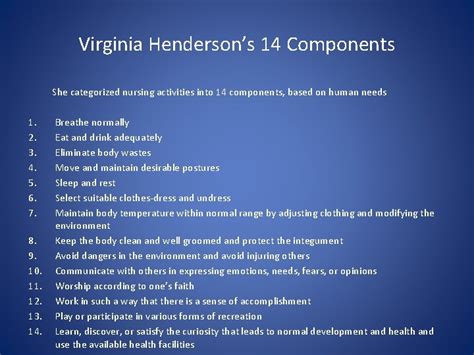 Virginia Henderson Theory Presentation By Kirsten Kulkarni Neeta