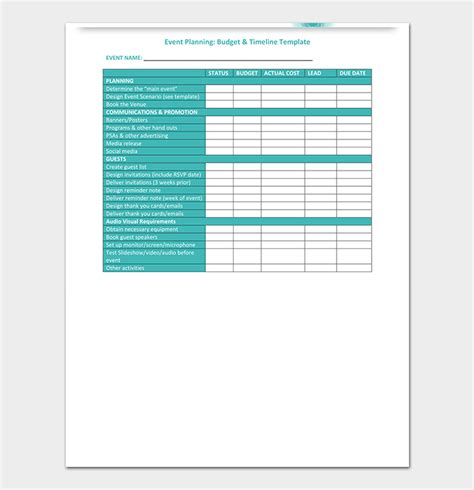 Budget Timeline Template - 16+ Free (For Word, Excel & PDF Format)