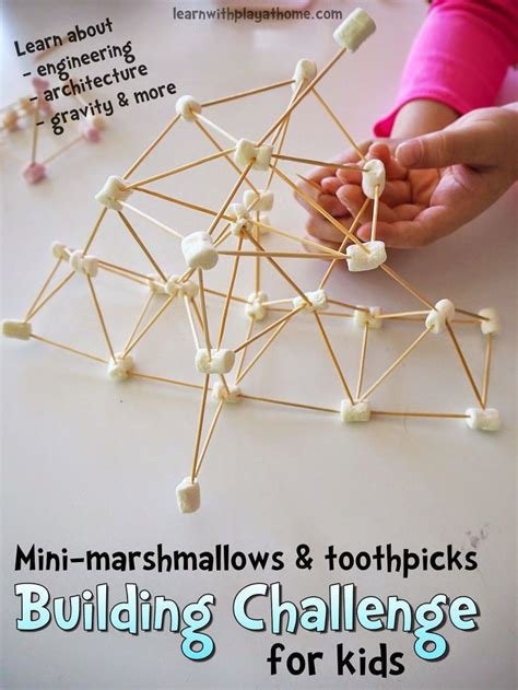 Mini-marshmallow and toothpick building challenge for kids | Mini ...