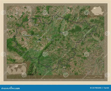 Salaj, Romania. High-res Satellite. Labelled Points of Cities Stock ...