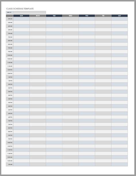 Daily Class Schedule Template Database