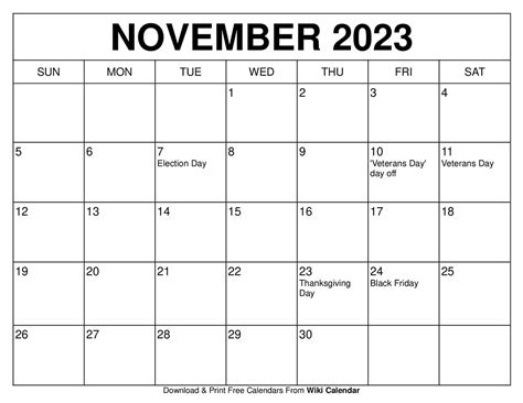 Calendar 2023 November Calendar Printable – Get Calendar 2023 Update