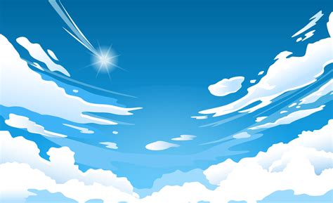 Anime sky. Cloud in blue heaven in sunny summer day, cloudy beautiful ...