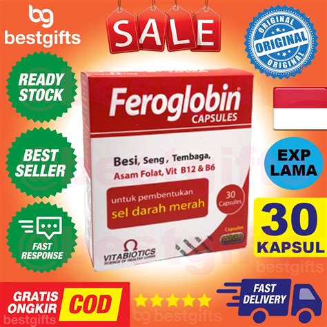 Jual VITABIOTICS FEROGLOBIN BESI SENG TEMBAGA ASAM FOLAT VITAMIN B12 B6 ...