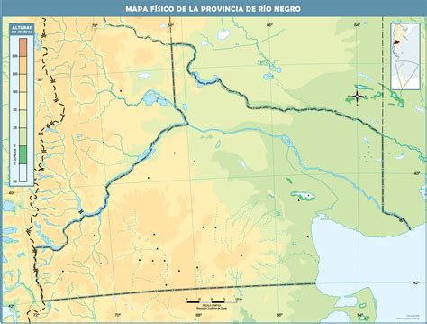 Blank physical map of the Province of Río Negro, Argentina | Gifex