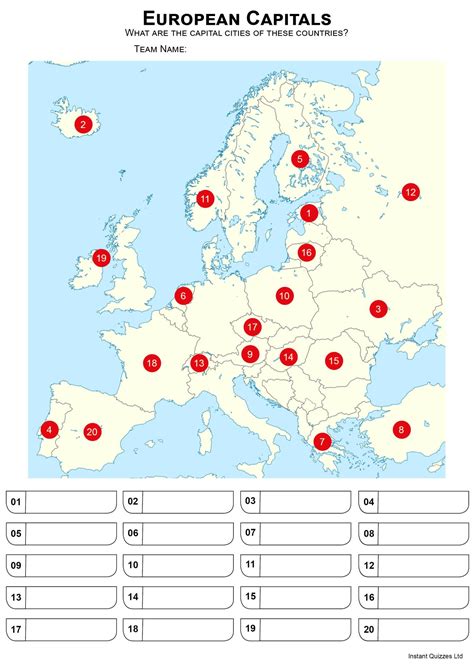 Nice Map Of Europe Capitals Quiz Europe Map Europe Europe Facts ...