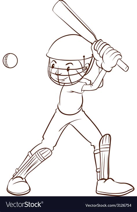 A plain sketch of cricket player Royalty Free Vector Image