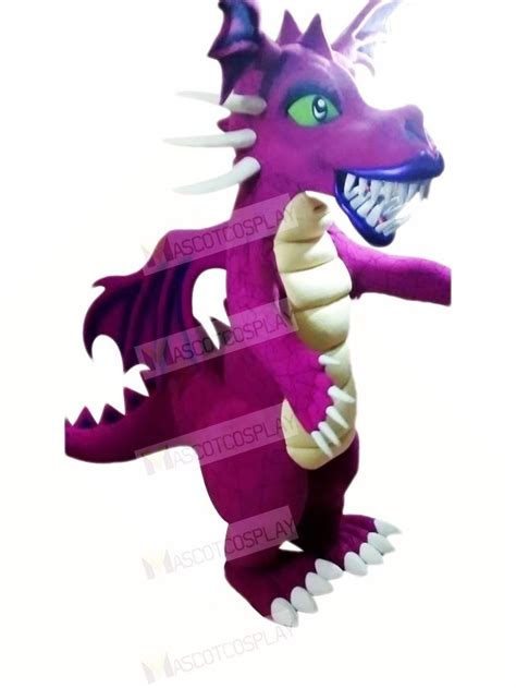 Fierce Purple Dragon Mascot Costume Cartoon