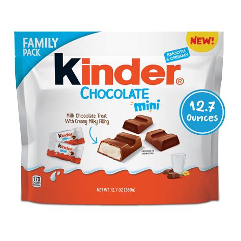 Kinder Chocolate Mini, Milk Chocolate Bar, Kids Valentine's Gift, 12.7 ...