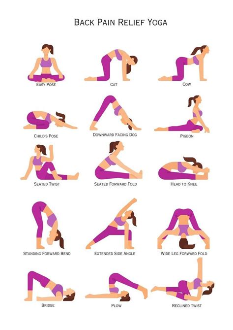 Back Pain Relief Yoga Poses Printable, Back Pain Exercises pdf, Yoga ...