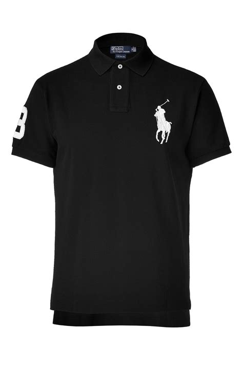 Polo Ralph Lauren Black Solid Weathered Mesh Polo Shirt in Black for ...