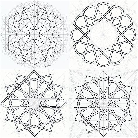 Islamic Geometric Pattern 2 Sketch Coloring Page