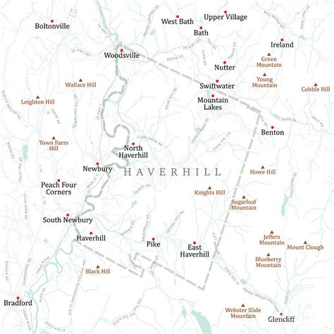 NH Grafton Haverhill Vector Road Map Digital Art by Frank Ramspott ...