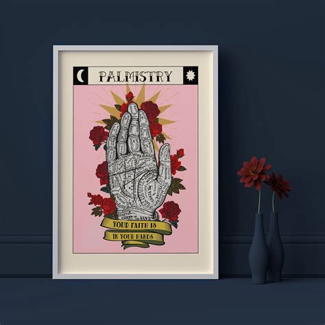 Palmistry Print Chart of the Hand Print Vintage Graphic Palm Reading ...