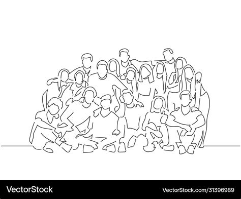 Group friends line drawing Royalty Free Vector Image