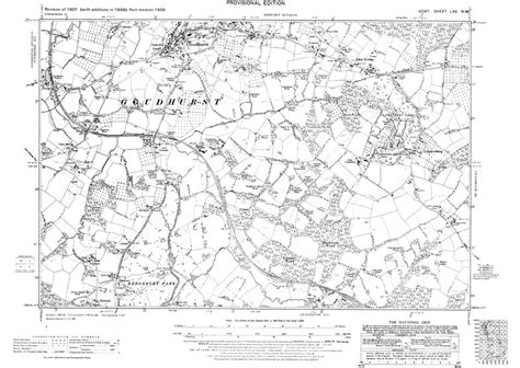 Old map of Goudhurst, Iden Green and Bedgebury Park in 1936