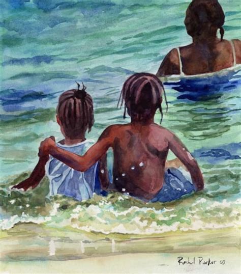 Black African American Child Children Boy Girl Beach Art Print | Etsy