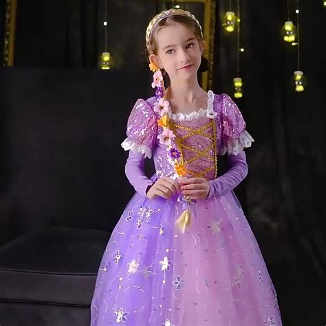 LIChildren Girl Rapunzel Dress Kids Tangled Disguise Carnival Girl ...