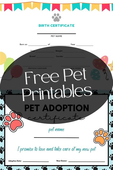 Printable Pet Birth Certificate and Adoption Certificate