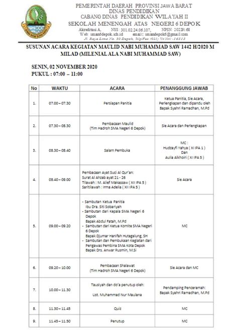 5 Contoh Susunan Acara Maulid Nabi Muhammad saw Lengkap