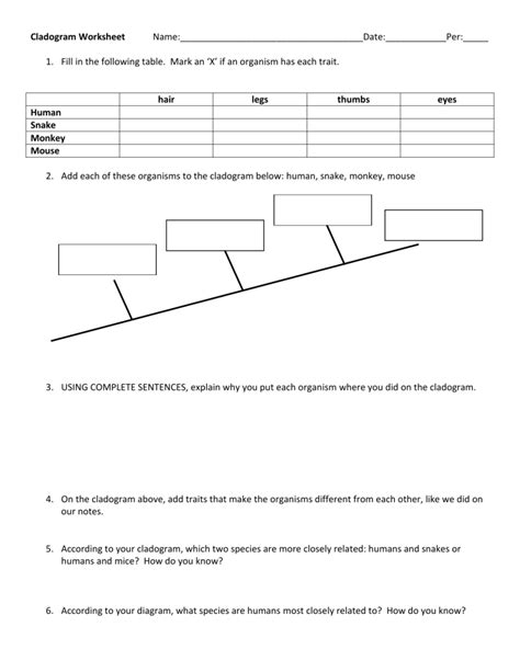 10. Cladogram-Worksheet