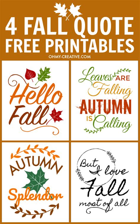 Fall Quotes Free Printables For Autumn - Oh My Creative