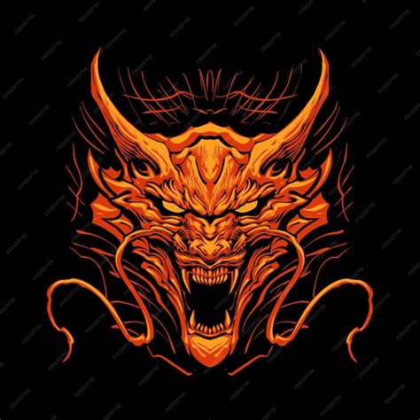 Premium Vector | The red dragon head illustration