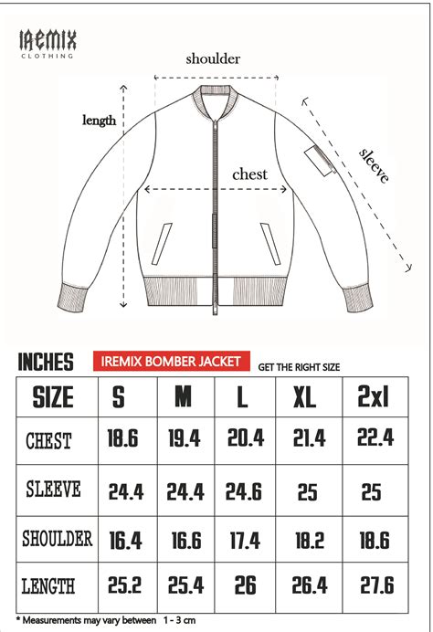 Xxl Jacket Size Chart