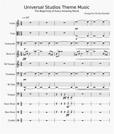 Universal Studios Theme Music Sheet Music Composed - Universal Theme ...