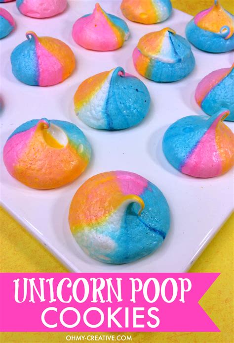 Whimsical Meringue Unicorn Poop Cookies - Oh My Creative