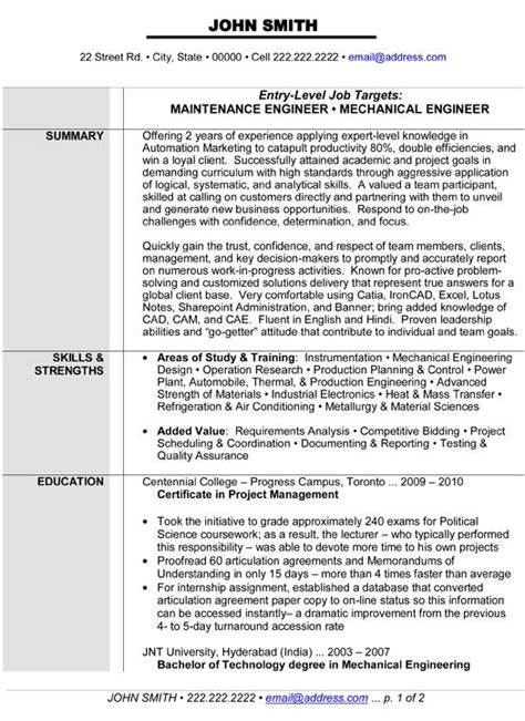 Maintenance or Mechanical Engineer resume template. Want it? Download ...