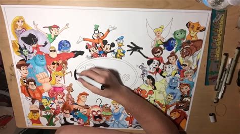 Disney Characters Drawing - YouTube