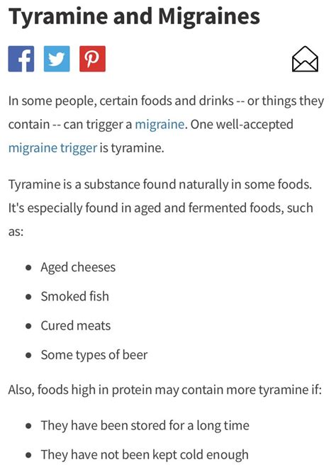 Tyramine-Rich Foods As A Migraine Trigger & Low Tyramine Diet ...