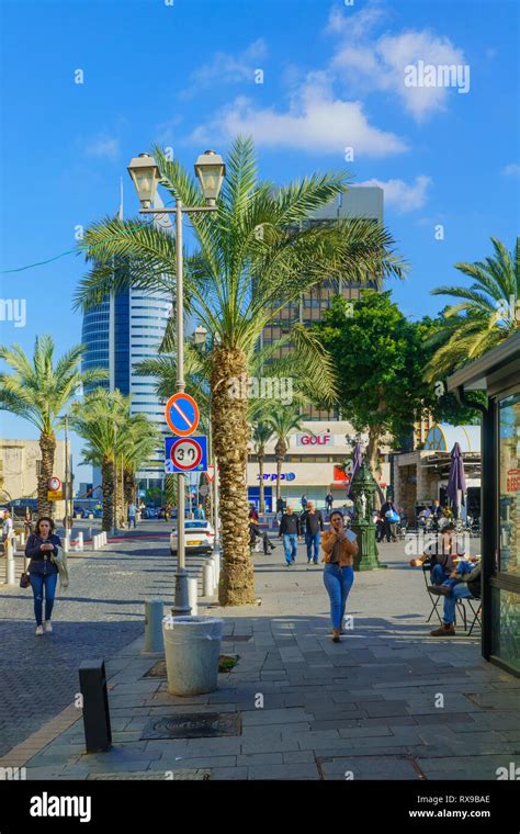 Haifa, Israel - March 06, 2019: Scene of Paris Square, with local ...