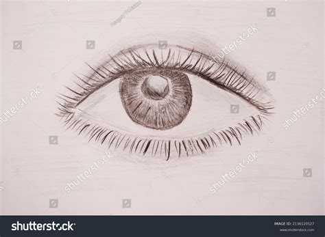 Pencil Eye Drawing Black White Image Stock Illustration 2136120527 ...