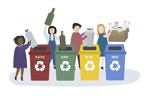 People sorting garbage into recycle bins - Download Free Vectors ...