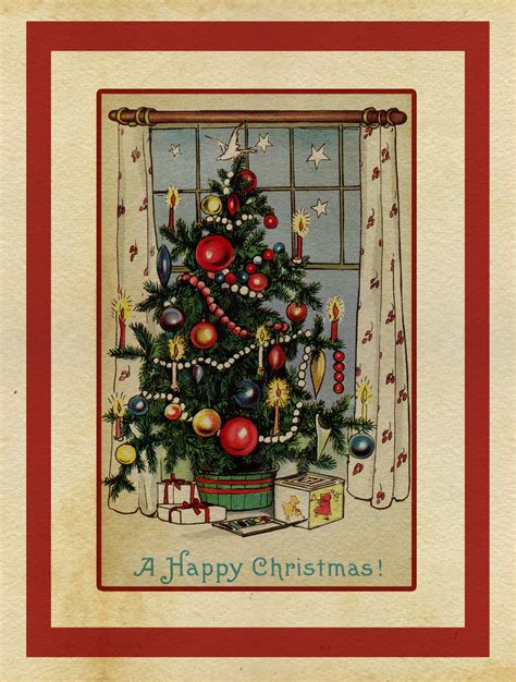 Christmas Tree Vintage Card Free Stock Photo - Public Domain Pictures