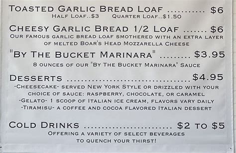 By The Bucket Sugar House menu – SLC menu