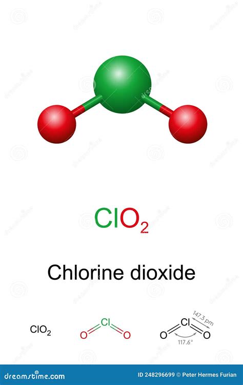 Chlorine Dioxide, ClO2, Ball-and-stick Model, Molecular and Chemical ...