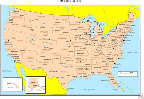 Us Map With Cities And Towns