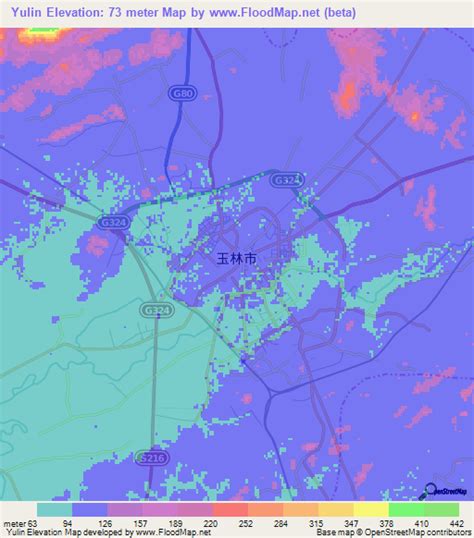 Elevation of Yulin,China Elevation Map, Topography, Contour