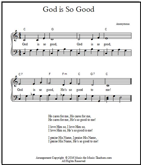 God is Good Lyrics and Sheet Music