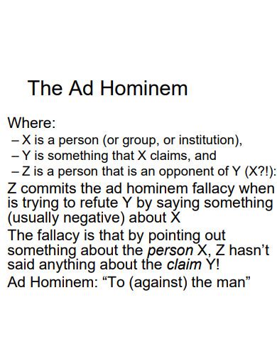 Ad Hominem - 60+ Examples, Definition, Types, How to use, Pdf