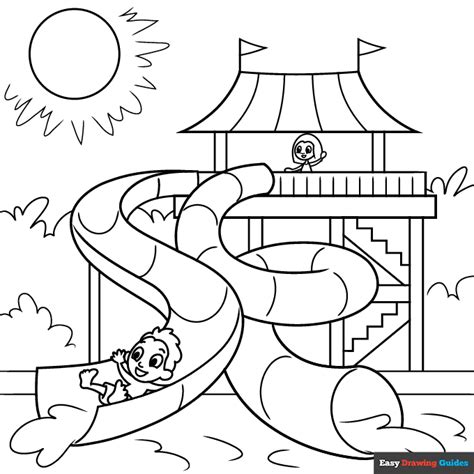 Water Slide Coloring Page | Easy Drawing Guides