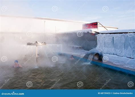 TYUMEN, RUSSIA, January 31.2016: People Bathe in Hot Springs Editorial ...